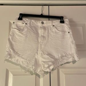 Size medium LOVE TREE DENIM high-waisted white ripped jean shorts